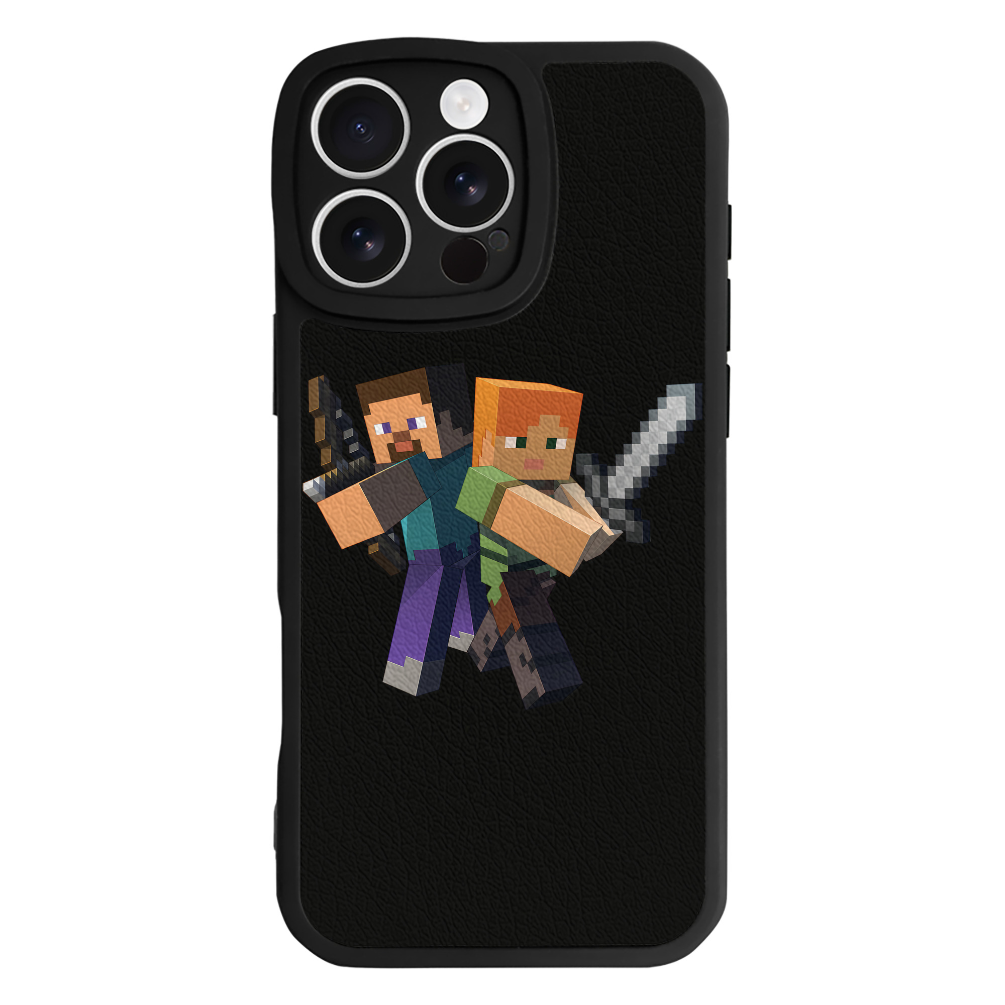 （画像用） マインクラフト ブロックの世界 Minecraft MC Block world 【iPhone 16シリーズ対応】シリコンスマホケース（レザー調） 材質：シリコン